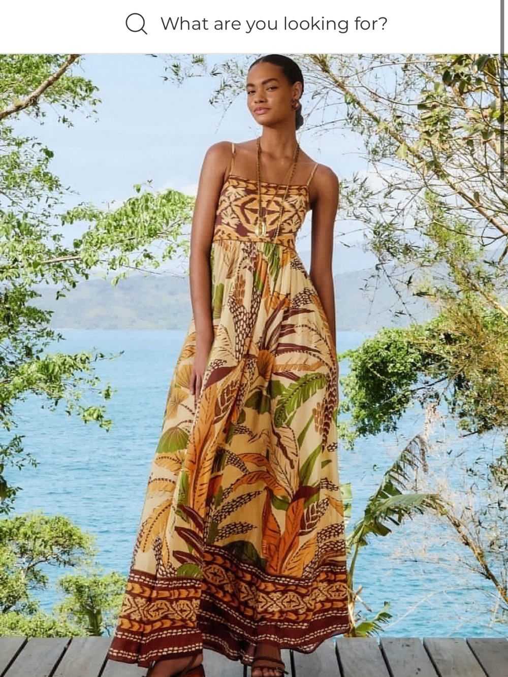 FARM Rio Sand Foliage Sketch Maxi Dress